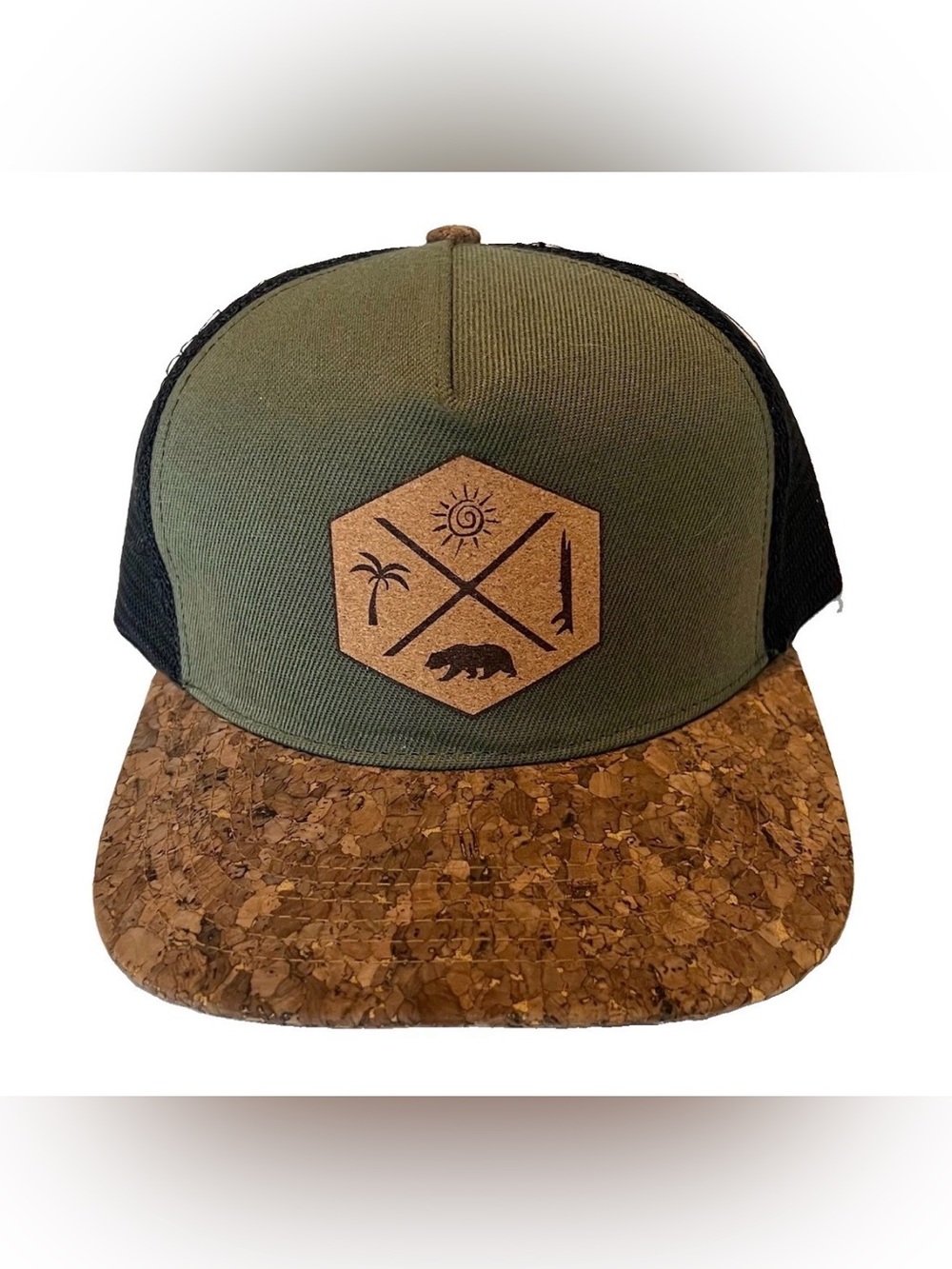 EUC San Diego Cork Hat Company California Surf Green Snapback Trucker Hat Beach
